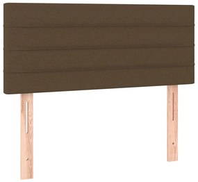 vidaXL Κρεβάτι Boxspring με Στρώμα &amp; LED Σκ.Καφέ 90x200 εκ. Υφασμάτινο