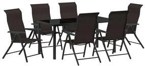 vidaXL Σέτ φαγητού για κήπο 7 pcs Μαύρος καφές Πολυ ράταν