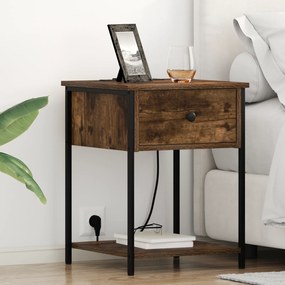 vidaXL Κομοδίνο Καπνιστή δρυς 42 x 41 x 56 εκ. Επεξεργασμένο ξύλο