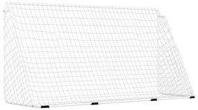 vidaXL Τέρμα Ποδοσφαίρου με Δίχτυ Λευκό 366 x 122 x 182 εκ. από Ατσάλι