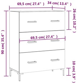 Ντουλάπι Γκρι Σκυροδέματος 69,5x34x90 εκ. Επεξεργασμένο Ξύλο - Γκρι