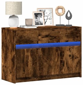 vidaXL Έπιπλο Τηλεόρασης με LED Καπνιστή Δρυς 91x34x61 εκ. Επεξ. Ξύλο