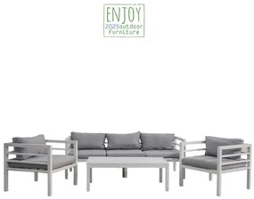 Bonsai Home Σετ Σαλόνι 4τμχ Μεταλλικό Εξωτερικού χώρου Γκρι Ανοιχτό