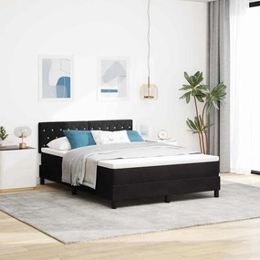 vidaXL LED Κρεβάτι με βάθρο με στρώμα Μαύρο 140 x 190 cm Βελούδο