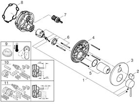 Εξωτερικά μέρη εντοιχιζόμενης μπαταρίας Grohe Essence New-Ashmi Gualistero
