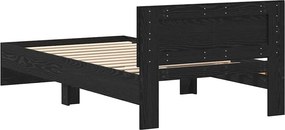 vidaXL Κρεβάτι με Κεφαλάρι Μαύρη Δρυς 100 x 200 cm Επεξεργασμένο ξύλο