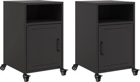 vidaXL Κομοδίνα 2 τεμ. Μαύρα 36x39x59 εκ. Χάλυβα