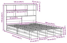 ΚΡΕΒΑΤΙ ΒΙΒΛΙΟΘΗΚΗ ΧΩΡΙΣ ΣΤΡΩΜΑ ΚΑΦΕ 120X190 ΕΚ ΜΑΣΙΦ ΠΕΥΚΟ 3323943