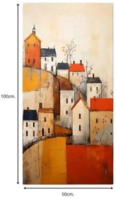 Πίνακας σε καμβά Houses on the Hill Megapap ψηφιακής εκτύπωσης 50x100x3εκ.