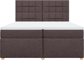 vidaXL Κρεβάτι Boxspring με Στρώμα Σκούρο Καφέ 200x200 εκ. Υφασμάτινο