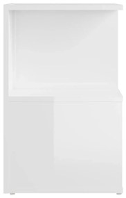 Κομοδίνο Γυαλιστερό Λευκό 35 x 35 x 55 εκ. από Μοριοσανίδα - Λευκό