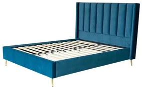 WOODWELL PASSION  Κρεβάτι Διπλό για Στρώμα 160x200cm, Ύφασμα Velure Απόχρωση Μπλε 171x227x120cm Ε8803,3