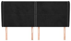 Κεφαλάρι με Πτερύγια Μαύρο 163x23x118/128 εκ. Βελούδινο 3117872