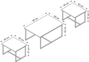 Ζιγκόν (3 Τεμαχίων) Καρυδί FLETES 90x60x42