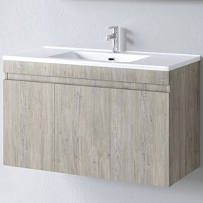 Έπιπλο Μπάνιου Πάγκος Με Νιπτήρα Omega 100 S3BOM100BON 100x45x60cm Beige-White Πορσελάνη,Μελαμίνη