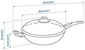 HEMLAGAD τηγάνι γουόκ με καπάκι, 28 cm 004.625.19