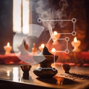 Intra Συλλεκτικό Ξύλινο Παζλ Plywood 4mm - Πνευματική ατμόσφαιρα με θυμιατό και κεριά Σε Ξύλινο Κουτί - Διαστάσεις Puzzle: 10x10 cm – 25 κομμάτια