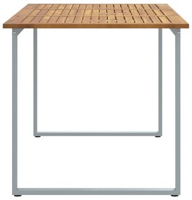 vidaXL Τραπέζι Εξωτερικού Χώρου Γκρι 160x80x75 εκ. Χάλυβας & Στερεό Ξύλο Ακακίας