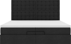 vidaXL Οθωμανικό Κρεβάτι με Στρώματα Μαύρο 200x200cm Ύφασμα