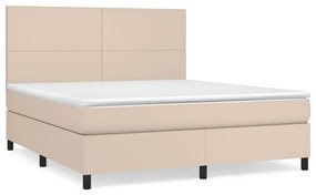 vidaXL Κρεβάτι Boxspring με Στρώμα Καπουτσίνο 160x200εκ.από Συνθ.Δέρμα