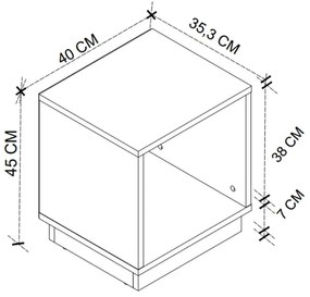 Κομοδίνο Gino Megapap χρώμα λευκό 40x35,3x45εκ.