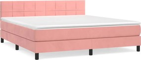 vidaXL Κρεβάτι Boxspring με Στρώμα Ροζ 180x200 εκ. Βελούδινο