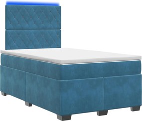 vidaXL Κρεβάτι box spring με στρώμα Μπλε 120 x 190 cm Βελούδο