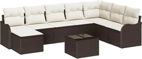 vidaXL Σετ Καναπέ Κήπου με μαξιλάρι 9 pcs Καφέ Πολυ ράταν