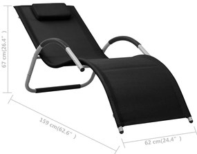 vidaXL Ξαπλώστρα Μαύρη / Γκρι από Textilene