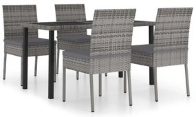 vidaXL Σετ Τραπεζαρίας Κήπου 5 τεμ. Γκρι από Συνθετικό Ρατάν