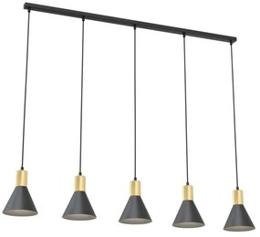 Κρεμαστό Φωτιστικό Οροφής 5xE27 116cm Rosa Emibig -1388/5-Μαύρο-Χρυσό 1388/5