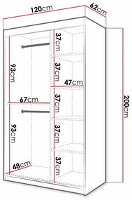 Ντουλάπα Hartford 401, Μαύρο, 200x120x62cm, 108 kg, Πόρτες ντουλάπας: Ολίσθηση, Αριθμός ραφιών: 5, Αριθμός ραφιών: 5 | Epipla1.gr