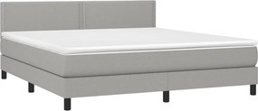 vidaXL Κρεβάτι Boxspring με Στρώμα &amp; LED Αν.Γκρι 180x200 εκ Υφασμάτινο