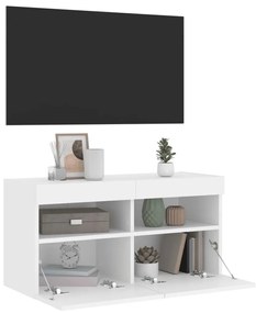 Έπιπλο Τοίχου Τηλεόρασης με LED Λευκό 80x30x40 εκ. - Λευκό