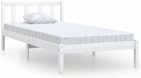 vidaXL Πλαίσιο Κρεβατιού Λευκό 75x190εκ Μασίφ Ξύλο Πεύκου Small Single