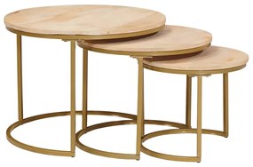 vidaXL Τραπεζάκια Καφέ Στερεών 3 pcs Μασίφ ξύλο μάνγκο και χάλυβας