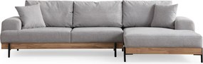 Corner Sofa Eti Oak Right - Grey Grey