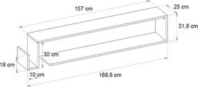 Έπιπλο τηλεόρασης επιτοίχιο Regnar λευκό 168x25x31εκ