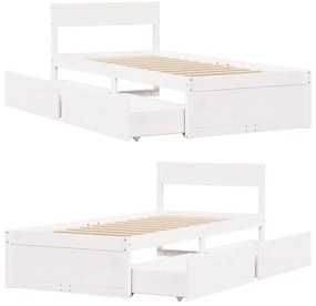 vidaXL Σκελετός Κρεβ. Χωρίς Στρώμα Λευκό 75x190 εκ Μασίφ Πεύκο