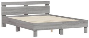 vidaXL Πλαίσιο Κρεβατιού με Κεφαλάρι Γκρι Sonoma 140x190εκ. Επεξ. Ξύλο