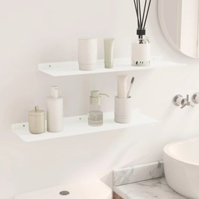 vidaXL Πλωτό ράφι Επιτοίχιο 2 pcs Λευκός 60 x 18 x 2,5 εκ. Ατσάλι