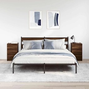 Κομοδίνα με 3 συρτάρια 2 τεμάχια καφέ δρυς 39x35x65 εκ. - Καφέ