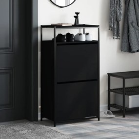 vidaXL Παπουτσοθήκη Μαύρη 60 x 34 x 112 εκ. από Επεξεργασμένο Ξύλο