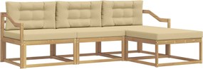 vidaXL Σειρά Καναπέ Εξωτερικού 4 pcs Λευκό και Μπεζ Πολυεστέρας