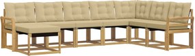 vidaXL Σειρά Καναπέ Εξωτερικού με μαξιλάρι 8 pcs Λευκό και Μπεζ