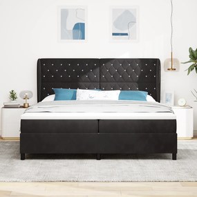 vidaXL Κρεβάτι Box Spring με Στρώμα Μαύρο 200x200 εκ. Βελούδο