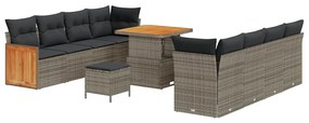 vidaXL Σετ Καναπέ Κήπου με μαξιλάρι 11 pcs Γκρι 80 x 80 x 71 cm