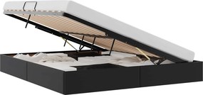 vidaXL Κρεβάτι Οθωμανικού Τύπου Μαύρο 160 x 200 cm Τεχνητό Δέρμα