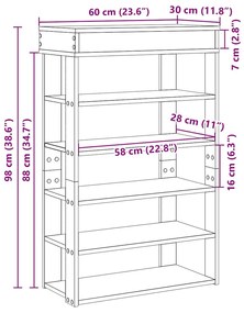 ΡΑΦΙ ΠΑΠΟΥΤΣΙΩΝ ΚΑΦΕ ΔΡΥΣ 60X30X98 CM ΚΑΤΑΣΚΕΥΑΣΜΕΝΟ ΞΥΛΟ 859929