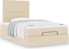 vidaXL Οθωμανικό κρεβάτι με στρώμα Cream 120x200cm ύφασμα